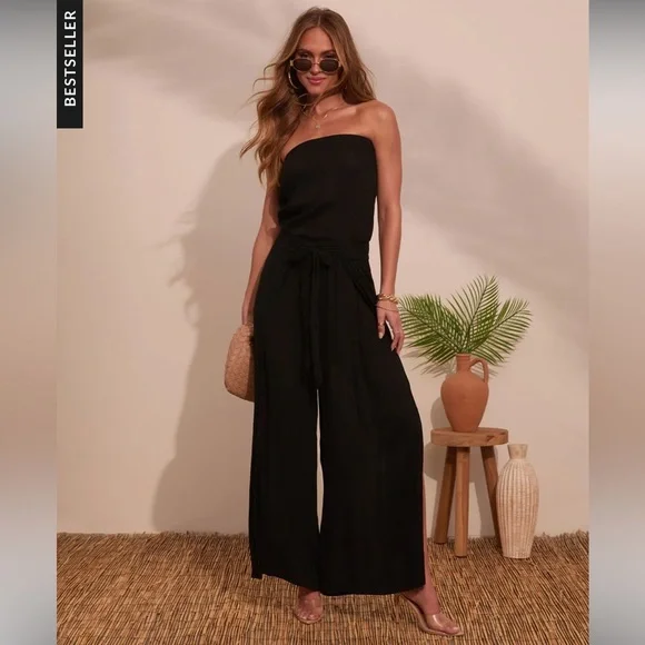 Vici Off Shoulder Strapless Wide Leg Jumpsuit Size L NWT - Picture 5 of 15